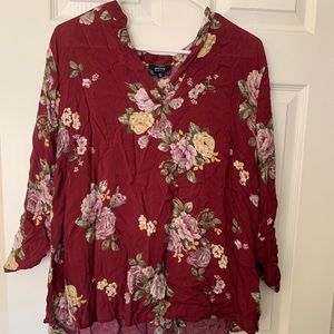 2X Burgundy Blouse long sleeves